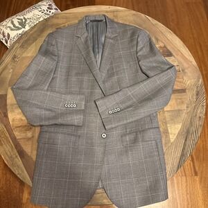 Banana Republic Vitale Barberis Wool 110s Blazer  Jacket Grey Windowpane  40R